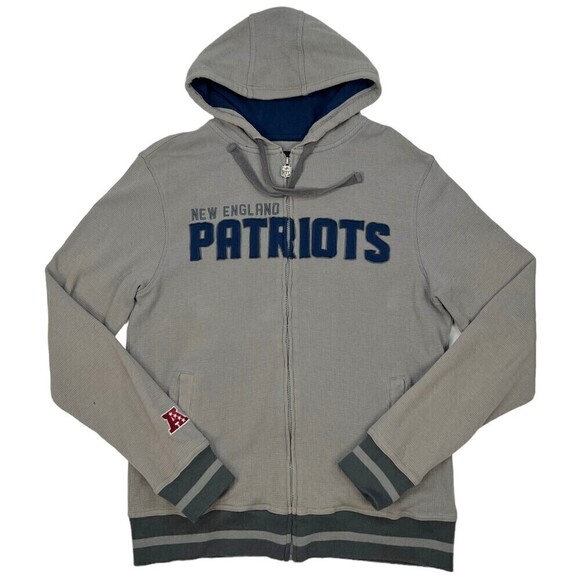 NFL Pro Line Men's New England Patriots Full Zip Thermal Hoodie Gray Small - Picture 1 of 12